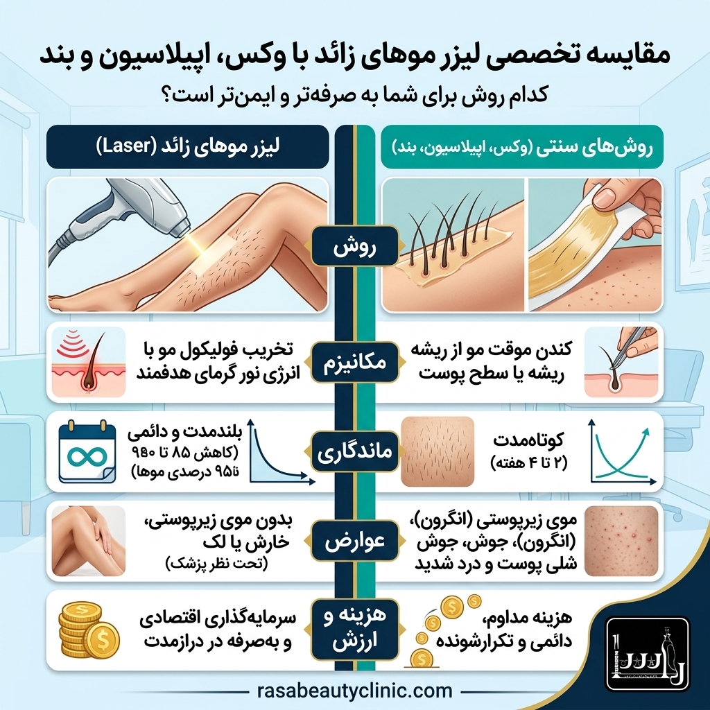 تفاوت لیزر موهای زائد با اپیلاسیون